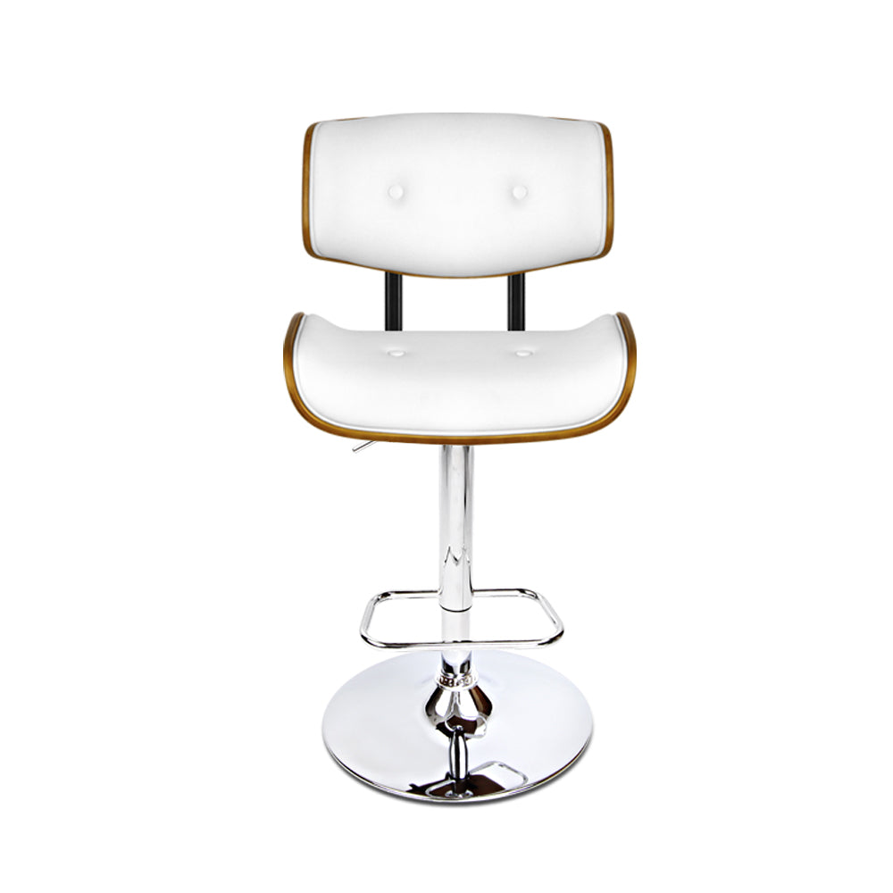 Jules Leather Bar Stool Adjustable (Set of 2) White