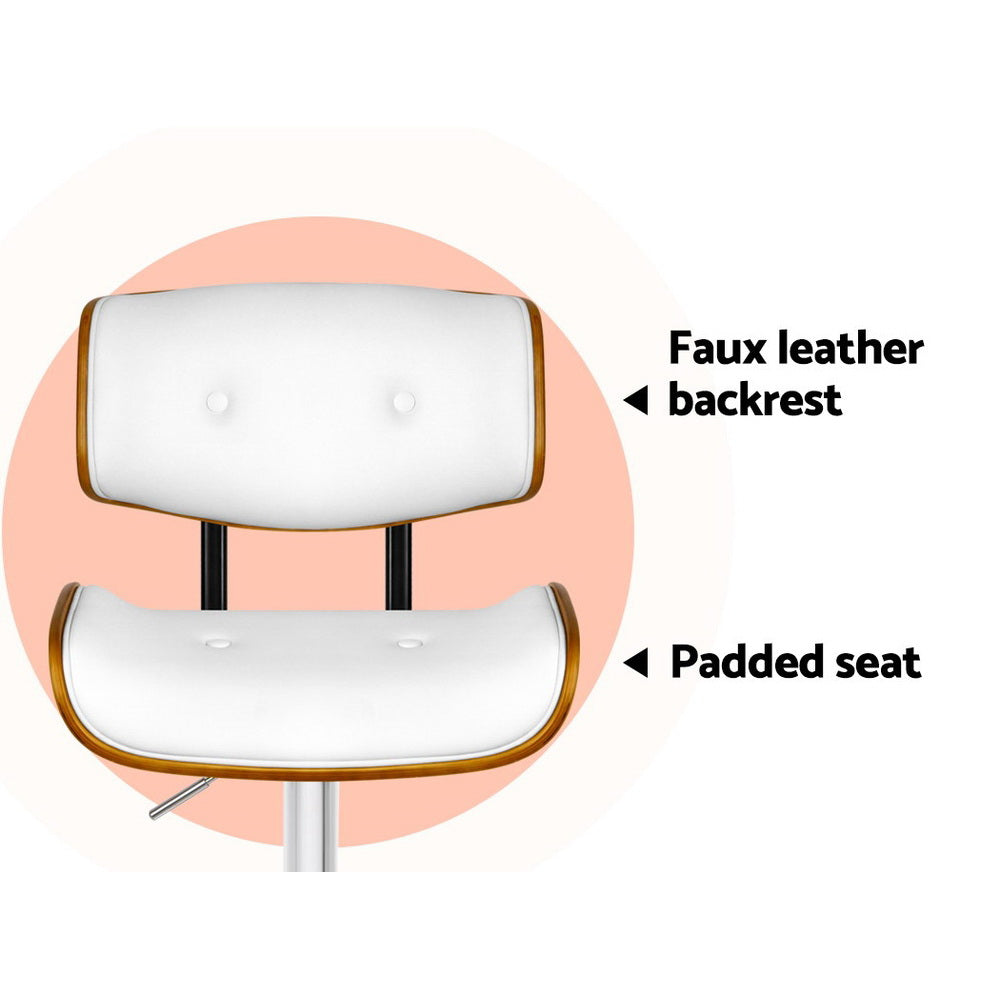 Jules Leather Bar Stool Adjustable (Set of 2) White