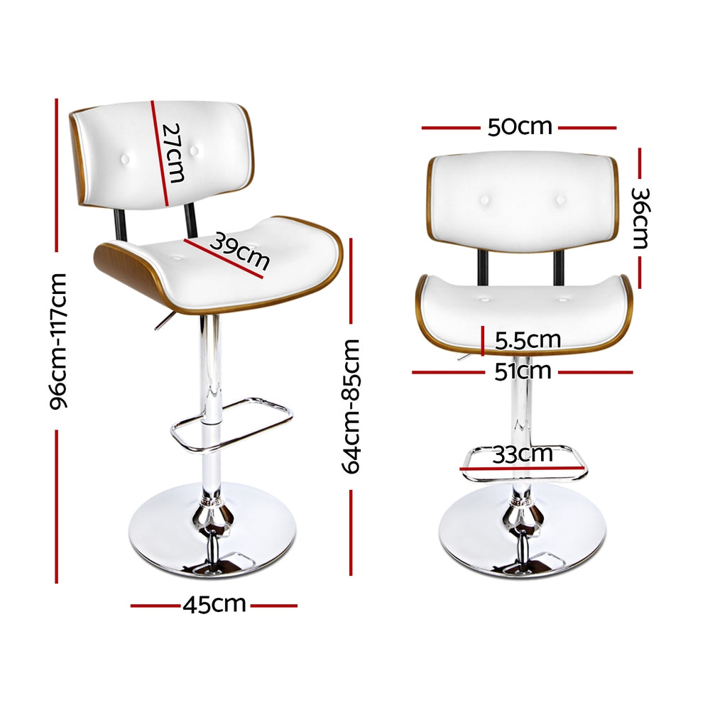 Knox Leather Bar Stool Adjustable (Set of 4) White