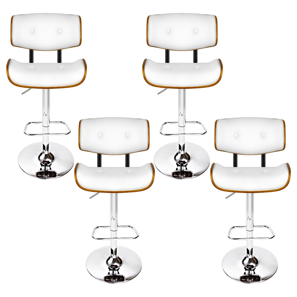 Knox Leather Bar Stool Adjustable (Set of 4) White