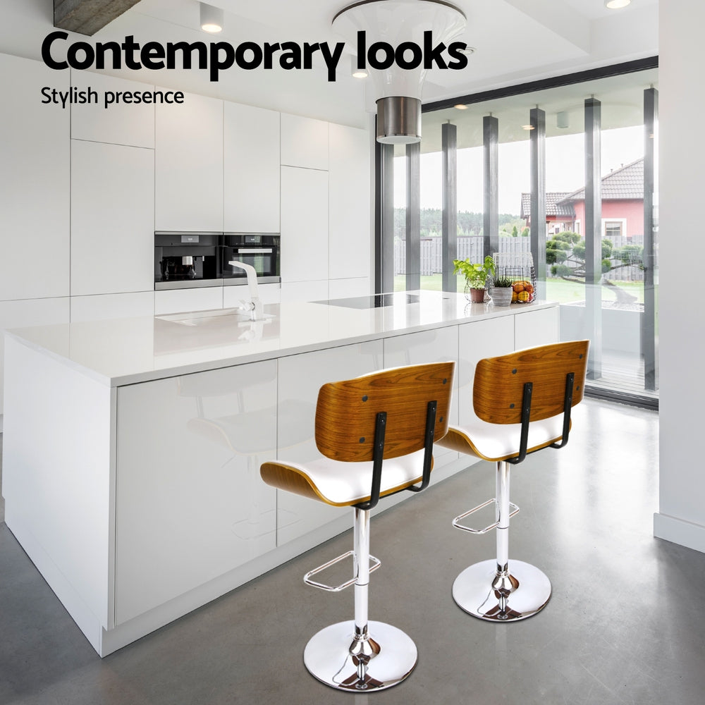 Knox Leather Bar Stool Adjustable (Set of 4) White