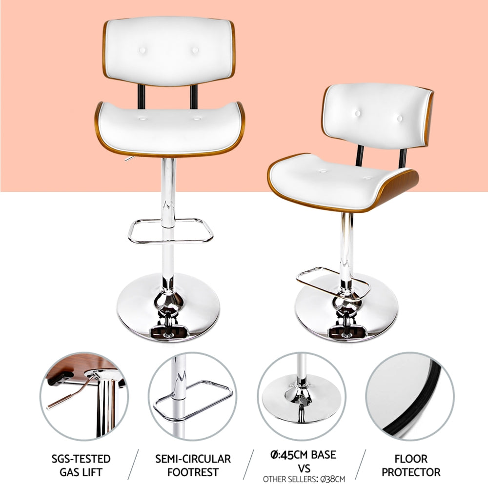Knox Leather Bar Stool Adjustable (Set of 4) White
