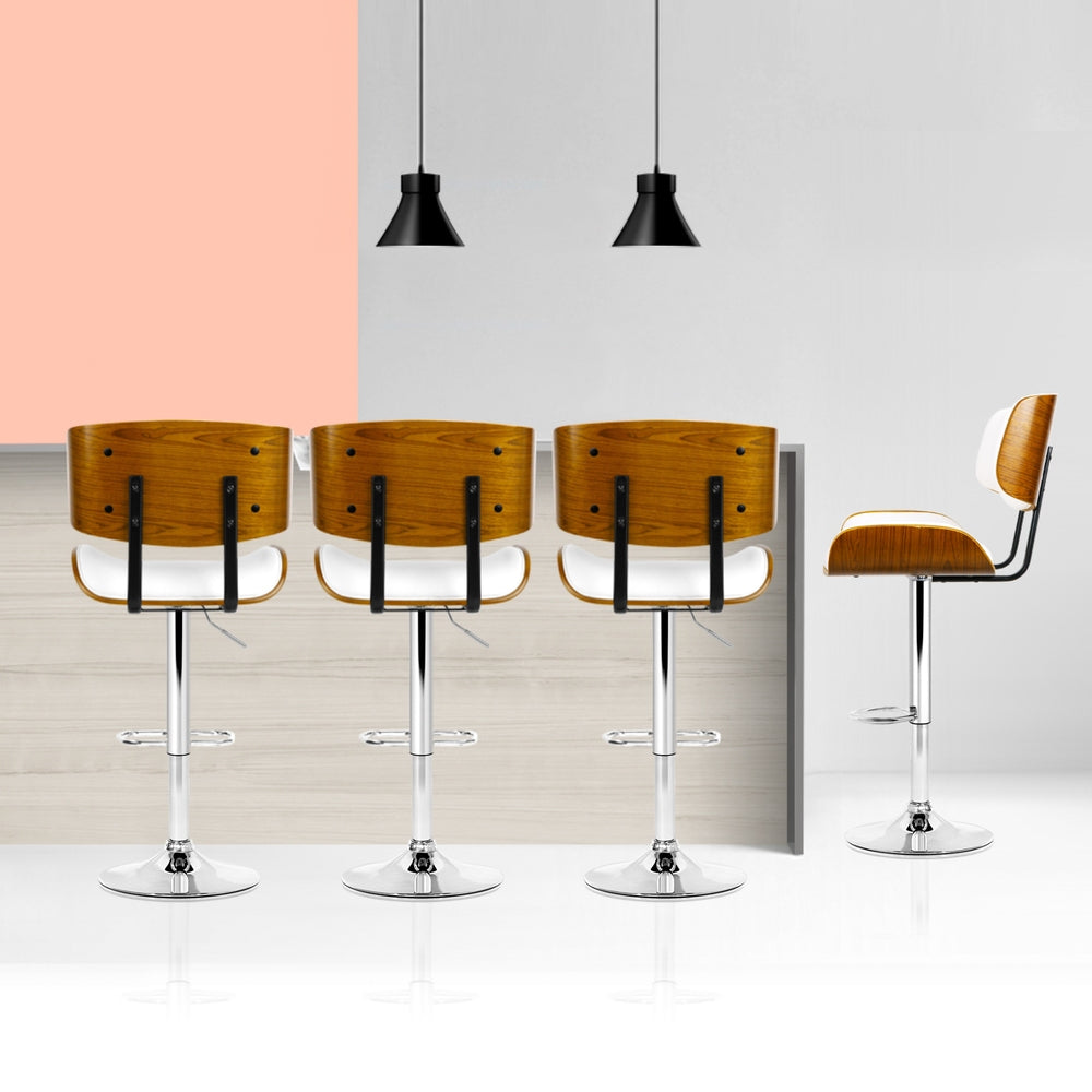 Knox Leather Bar Stool Adjustable (Set of 4) White