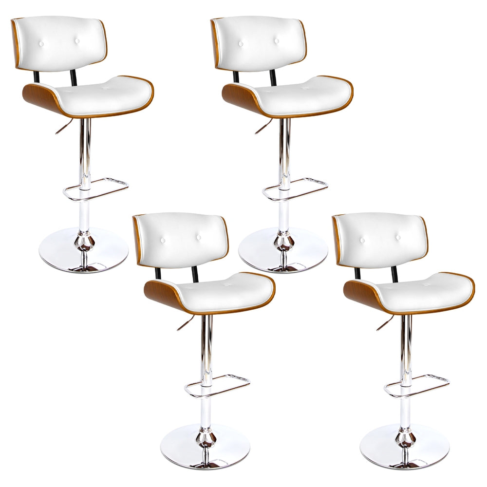 Knox Leather Bar Stool Adjustable (Set of 4) White