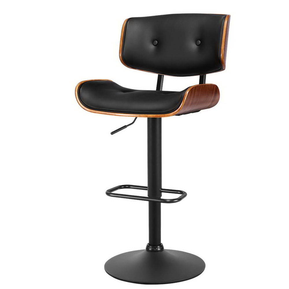 Kent Leather Bar Stool Adjustable Black