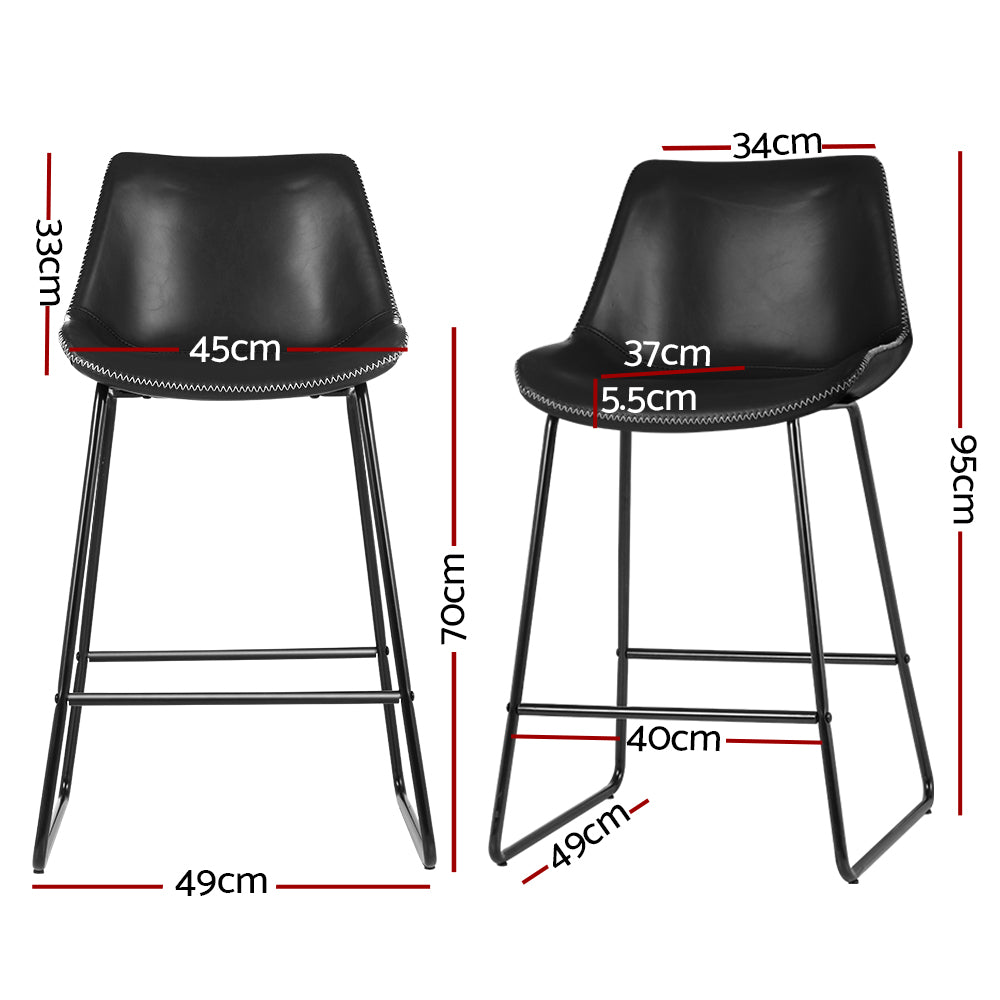 Eames Leather Counter Stool (Set of 2) Black