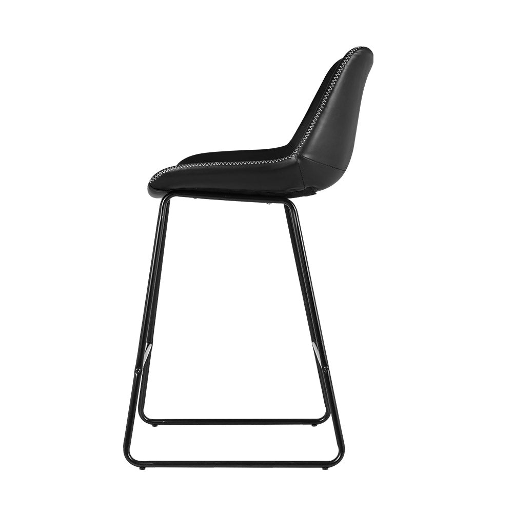Eames Leather Counter Stool (Set of 2) Black
