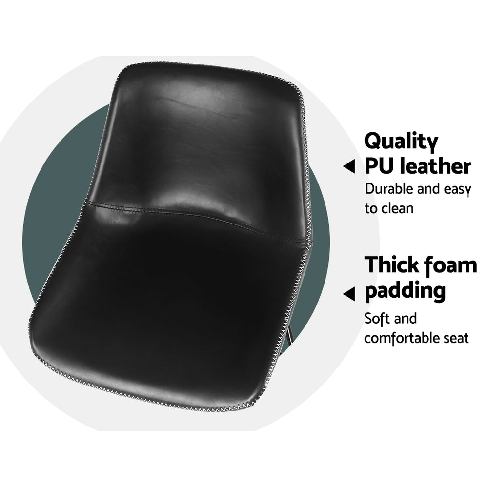 Eames Leather Counter Stool (Set of 2) Black
