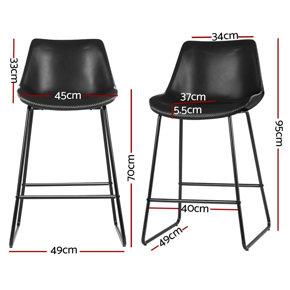 Tyler Leather Bar Stool Padded (Set of 4) Black