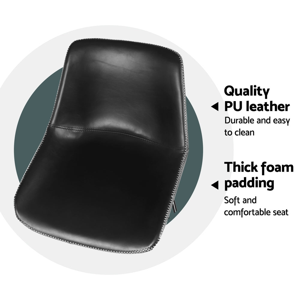 Tyler Leather Bar Stool Padded (Set of 4) Black