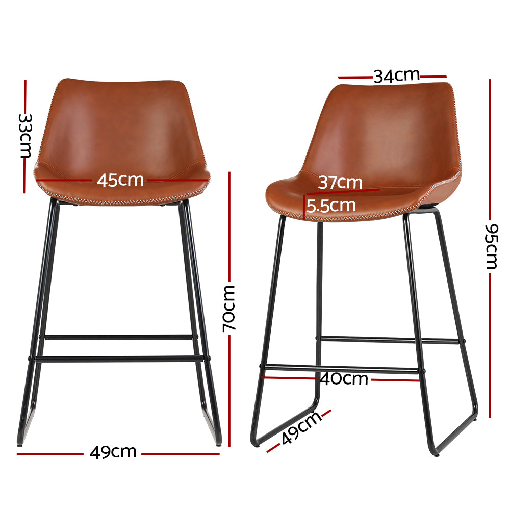 Lachlan Leather Counter Stool (Set of 2) Brown