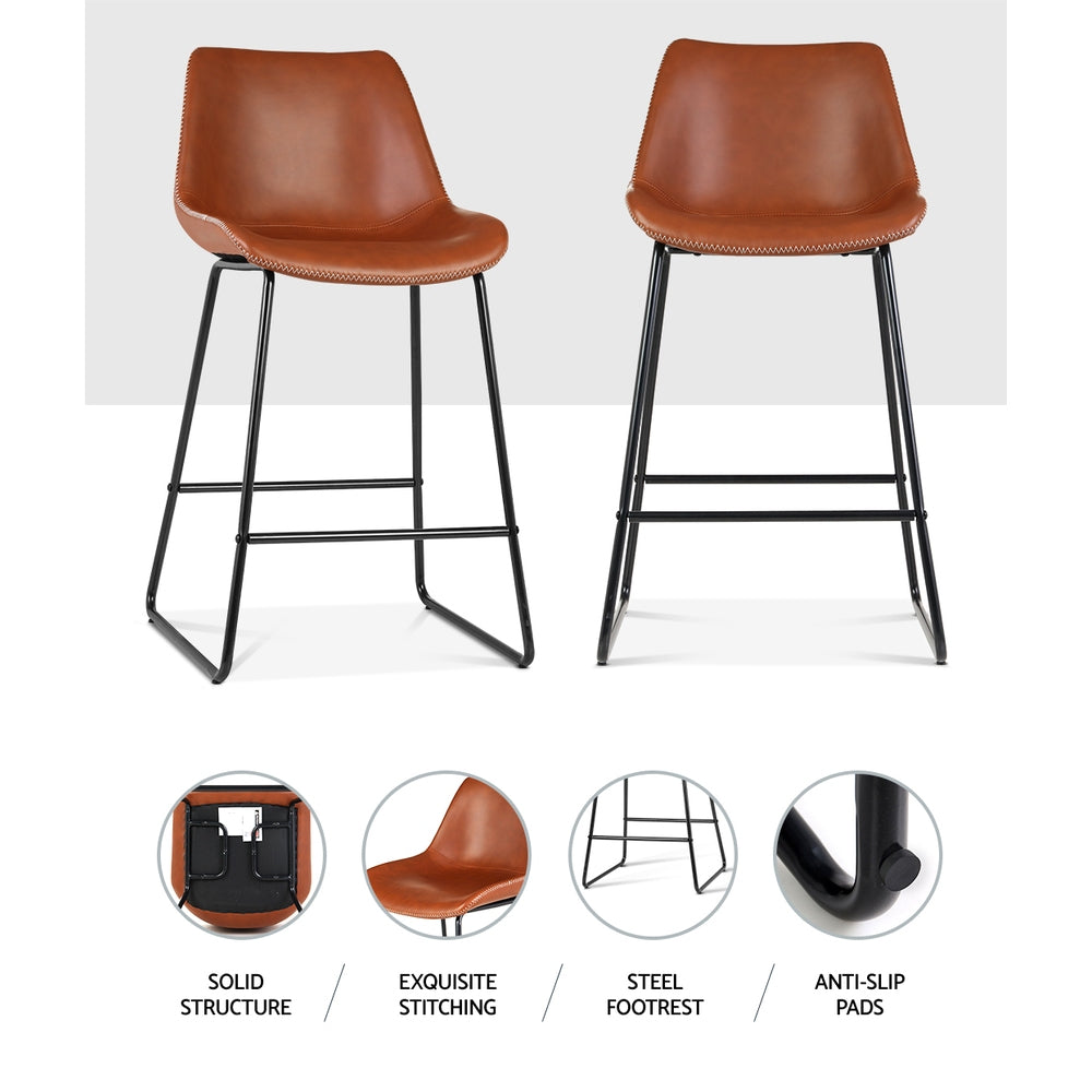Lachlan Leather Counter Stool (Set of 2) Brown