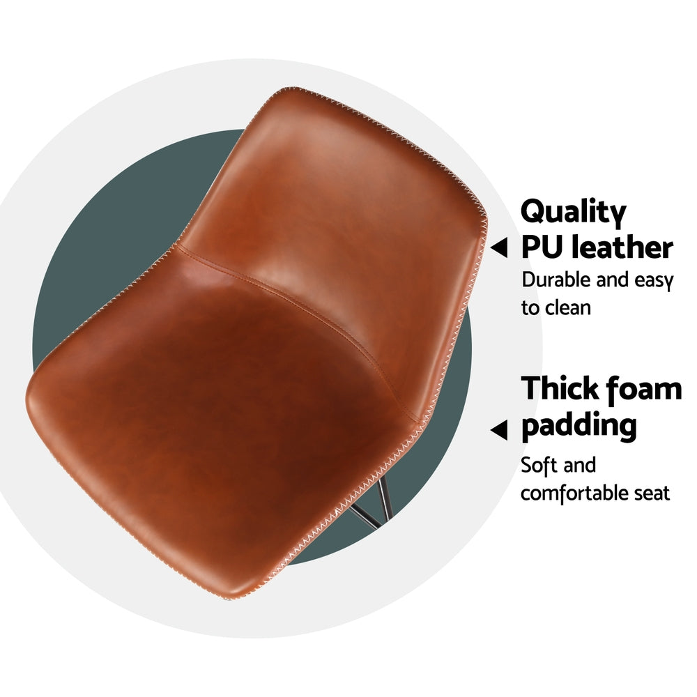 Jack Leather Bar Stool Padded (Set of 4) Brown