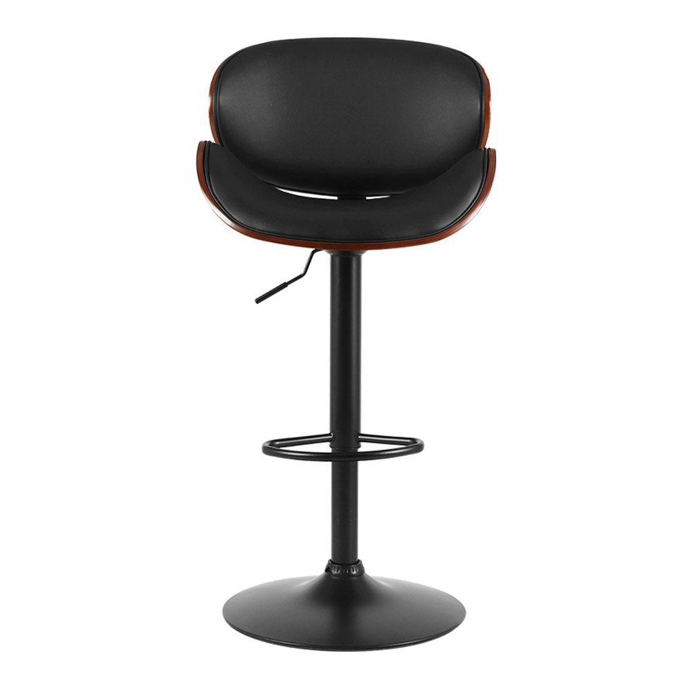 Yves Leather Bar Stool Swivel Adjustable (Set of 2) Black