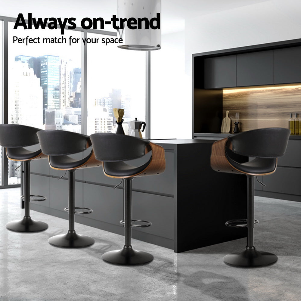 Drew Leather Bar Stool Adjustable with Armrest (Set of 4)
