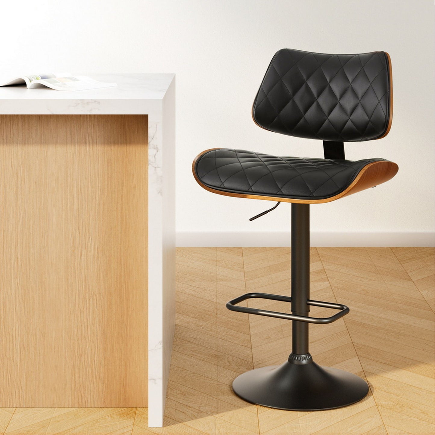 Niall Leather Dining Chair Adjustable Black