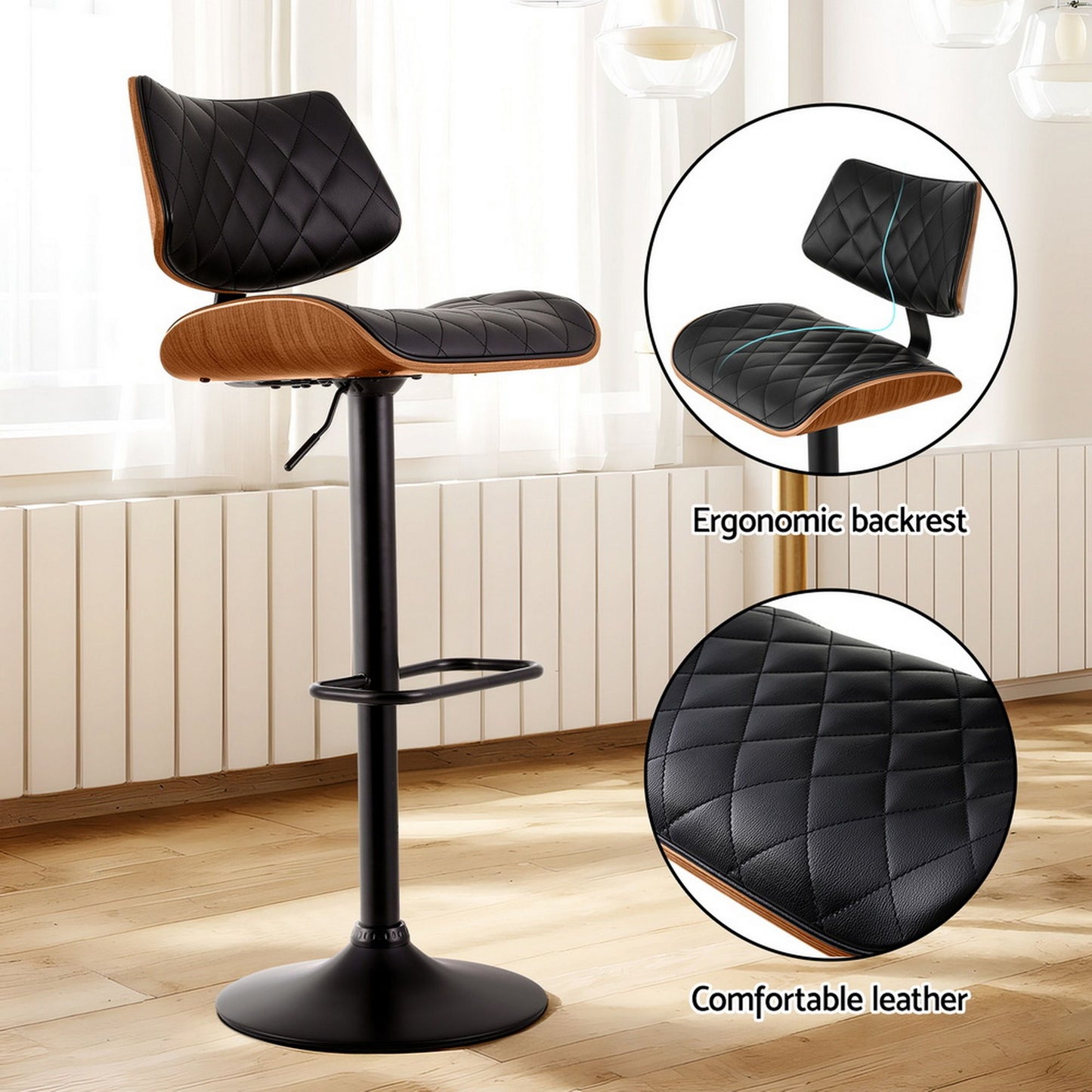 Oscar Leather Dining Chair Adjustable (Set of 2) Black
