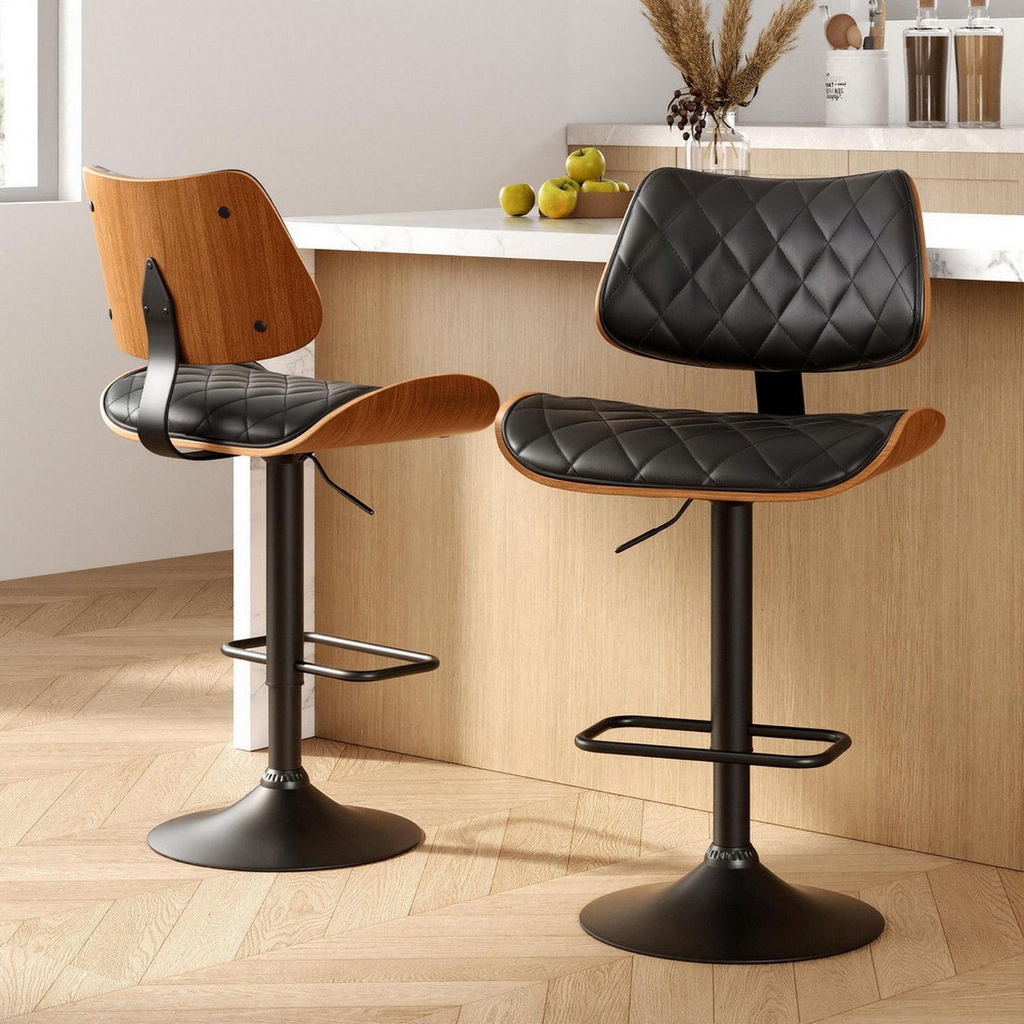 Oscar Leather Dining Chair Adjustable (Set of 2) Black