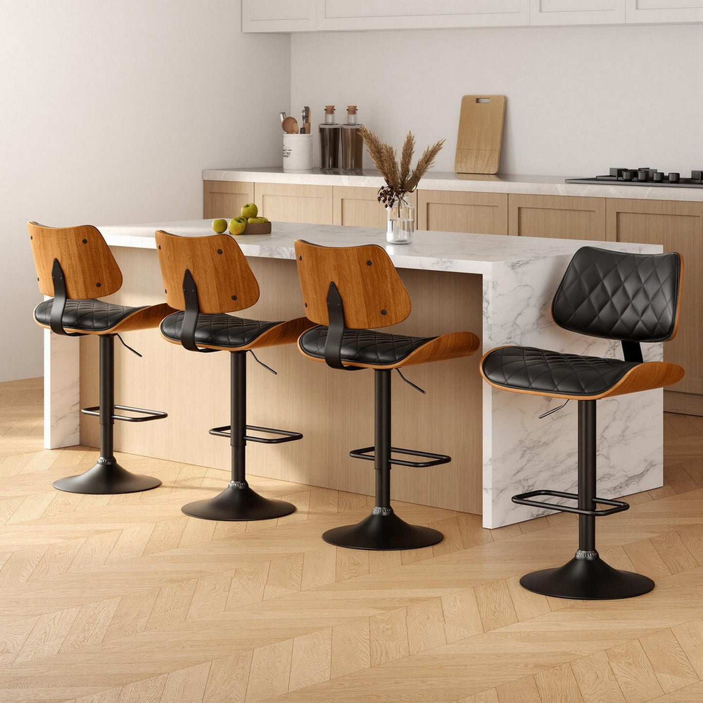 Vaughn Leather Dining Chair Adjustable (Set of 4) Black