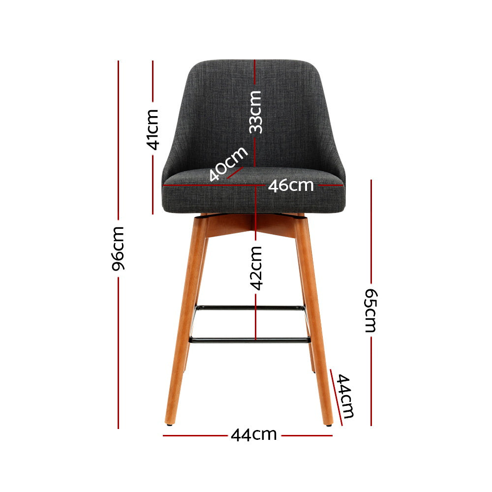 Milo Wooden Bar Stool Swivel (Set of 2) Charcoal