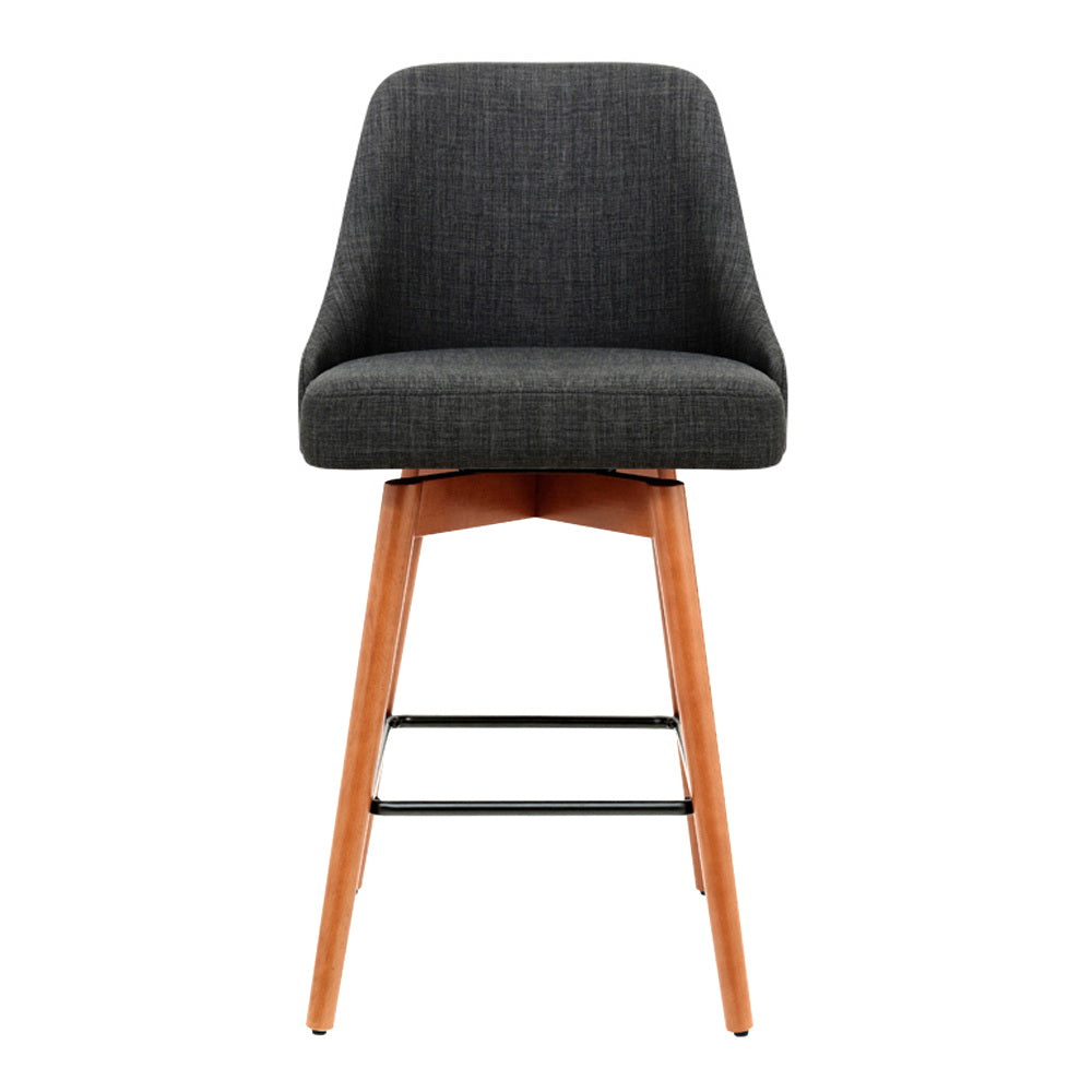 Milo Wooden Bar Stool Swivel (Set of 2) Charcoal