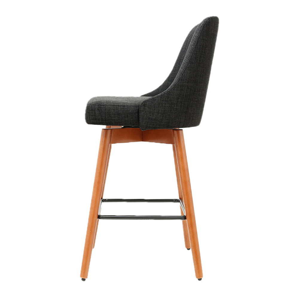 Milo Wooden Bar Stool Swivel (Set of 2) Charcoal