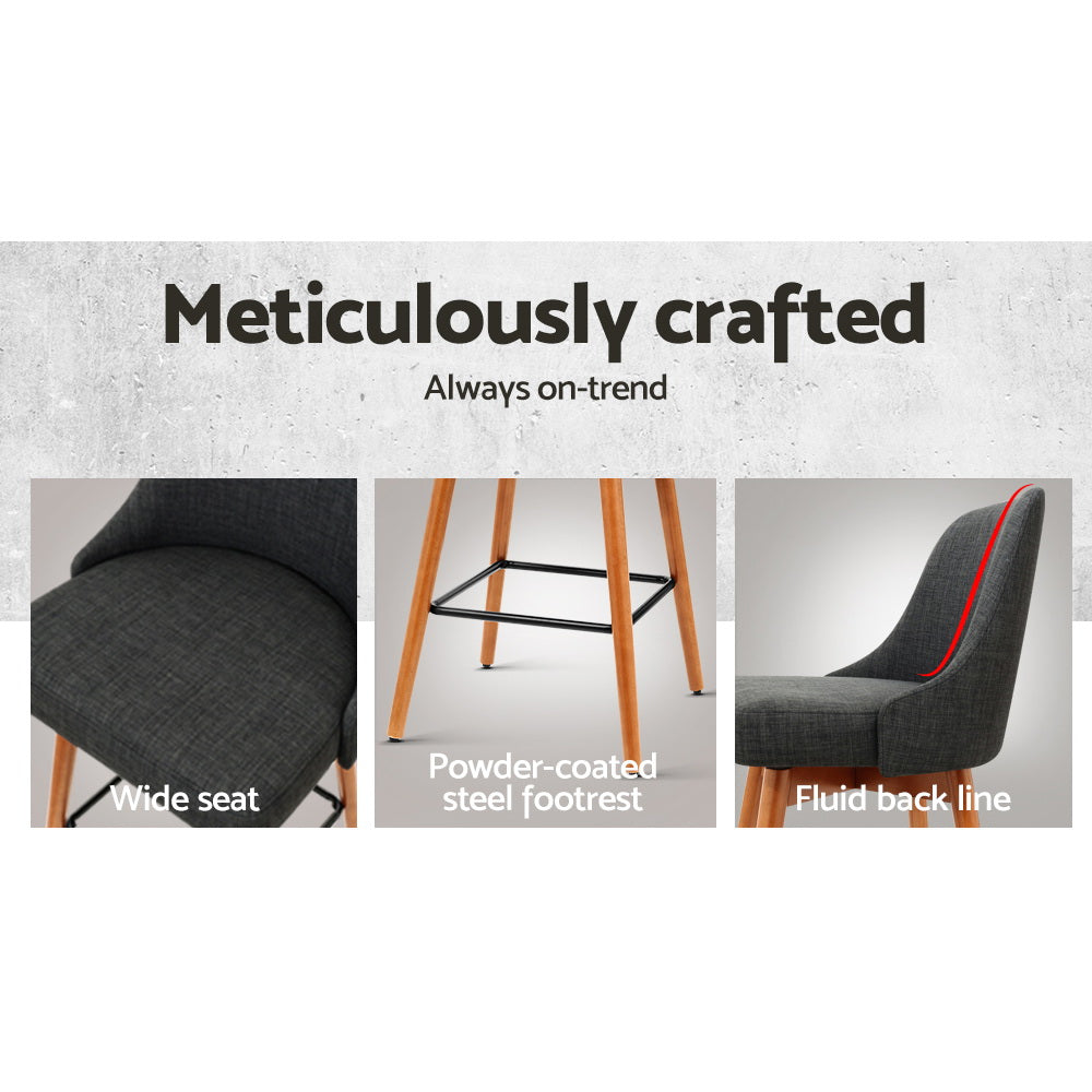 Milo Wooden Bar Stool Swivel (Set of 2) Charcoal