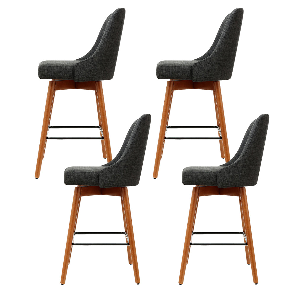 Piper Wooden Bar Stool Swivel (Set of 4) Charcoal