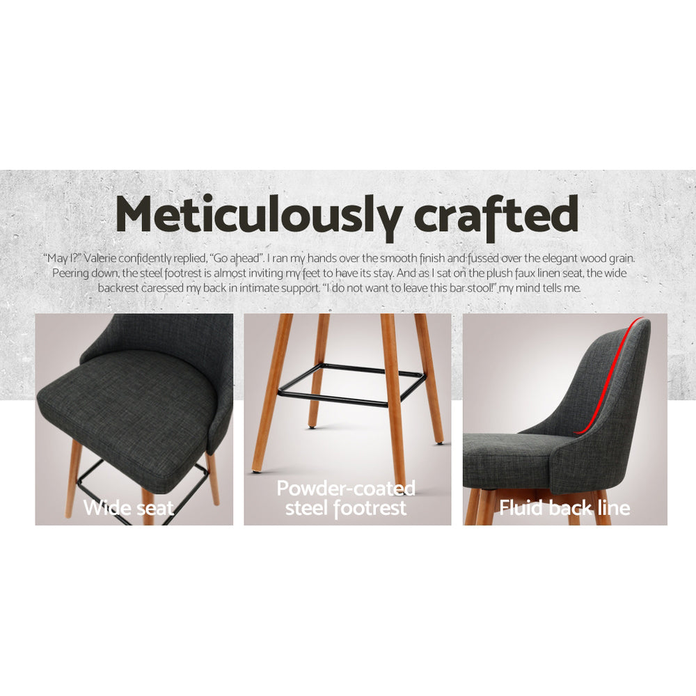 Piper Wooden Bar Stool Swivel (Set of 4) Charcoal