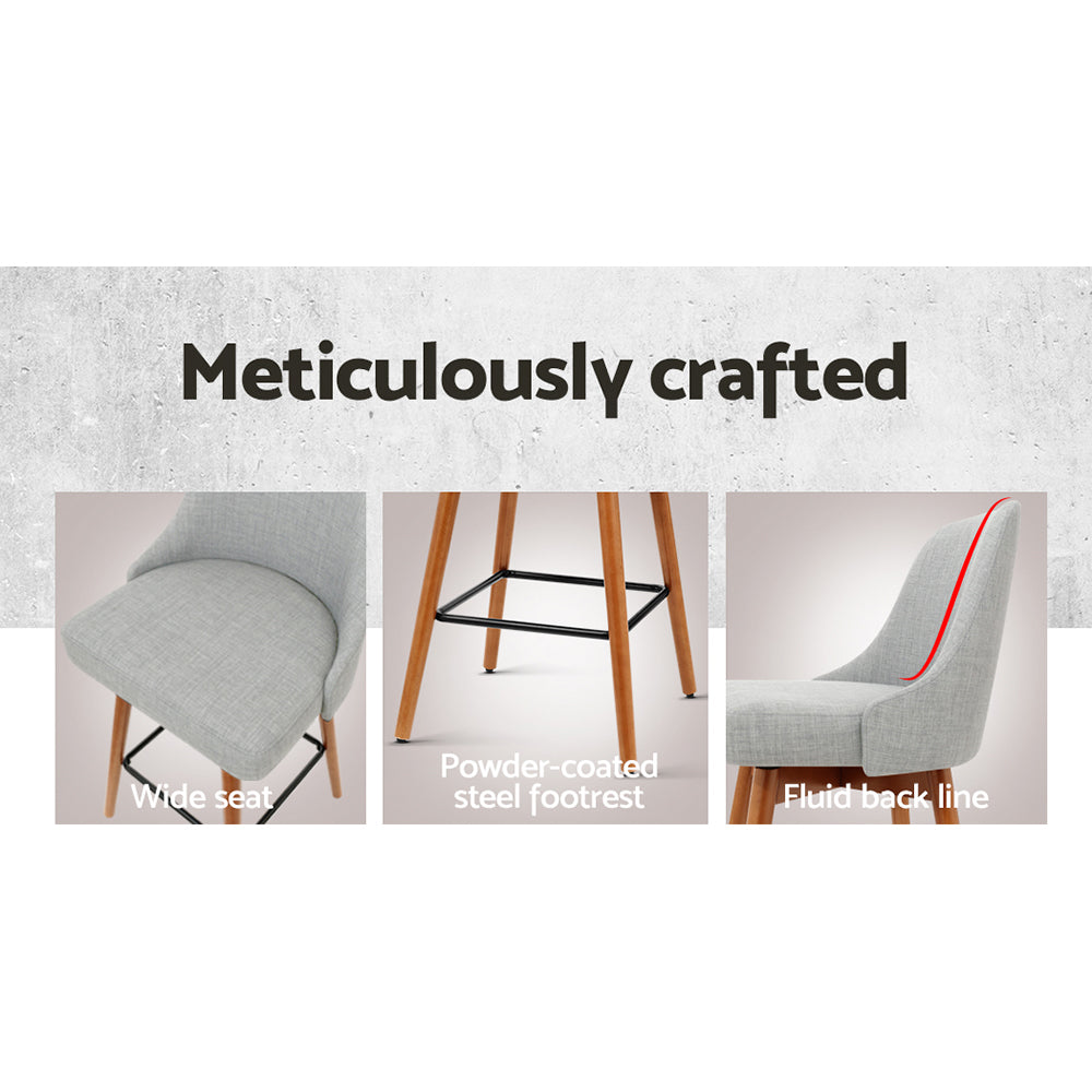 Benson Wooden Bar Stool Swivel (Set of 2) Grey