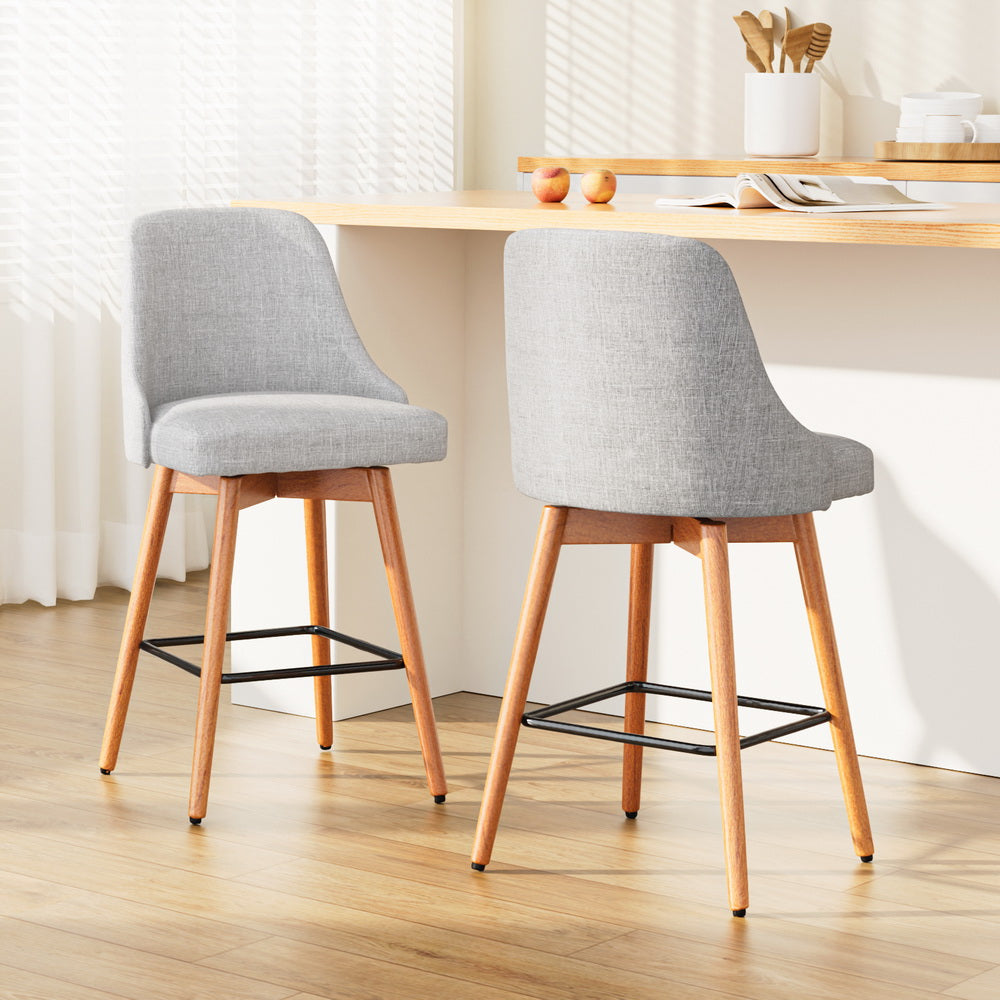 Benson Wooden Bar Stool Swivel (Set of 2) Grey