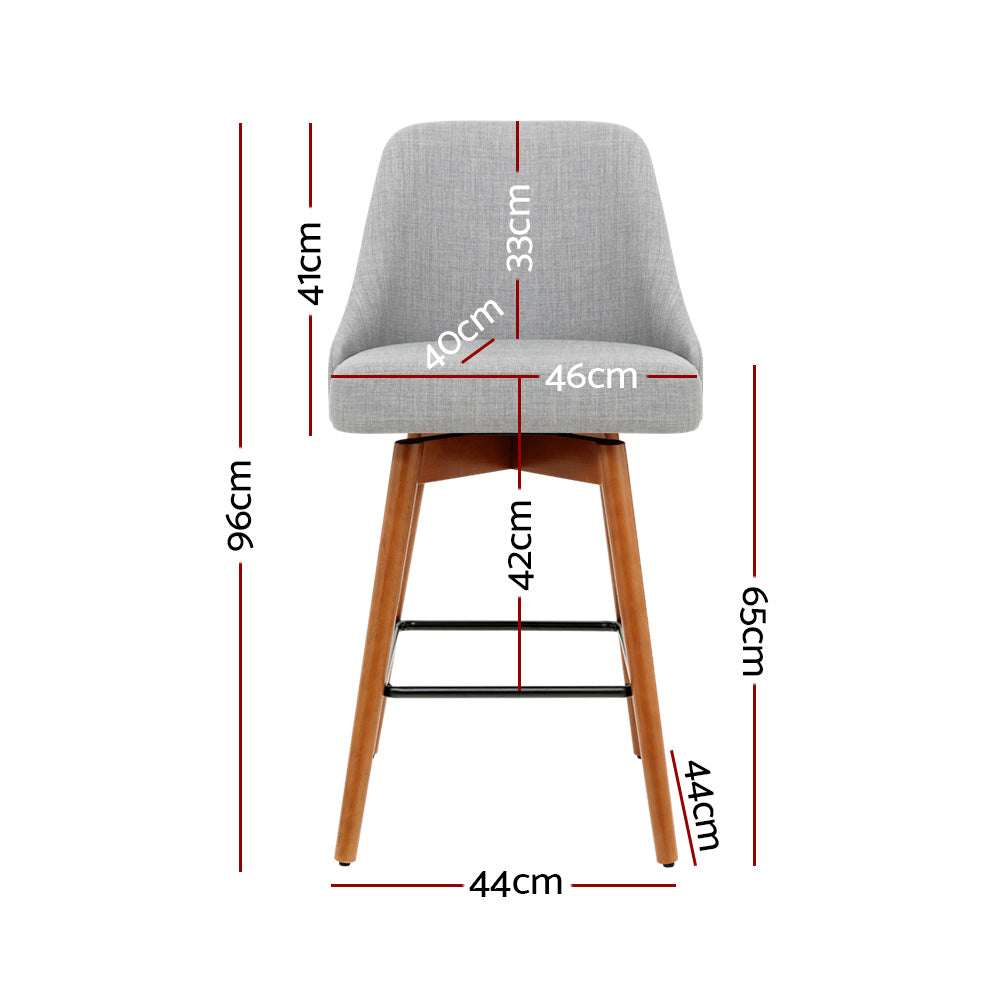Vernon Wooden Bar Stool Swivel (Set of 4) Grey