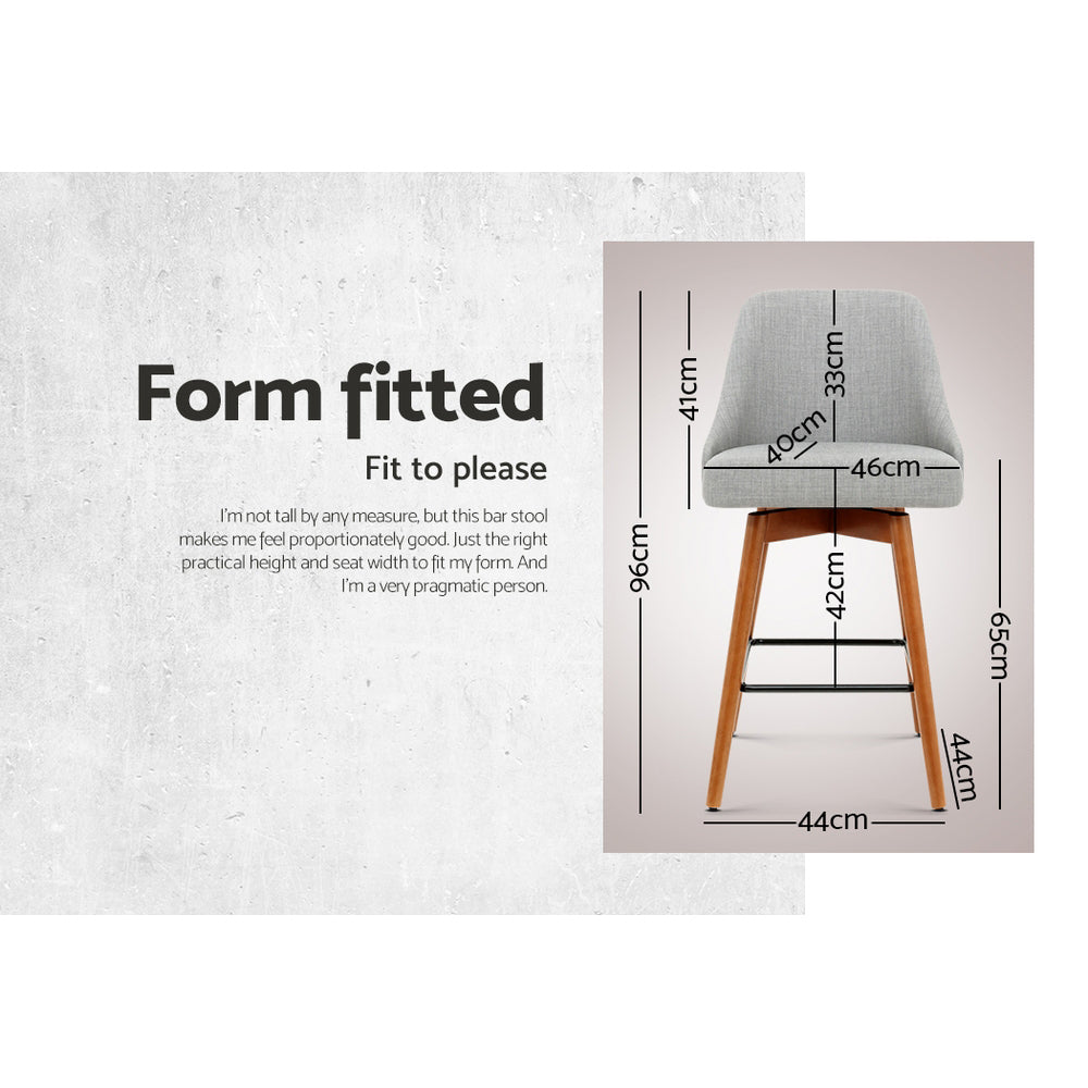 Vernon Wooden Bar Stool Swivel (Set of 4) Grey