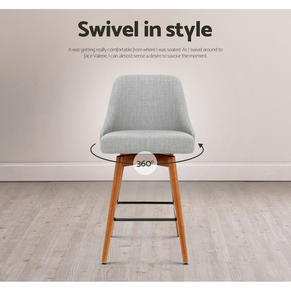 Vernon Wooden Bar Stool Swivel (Set of 4) Grey