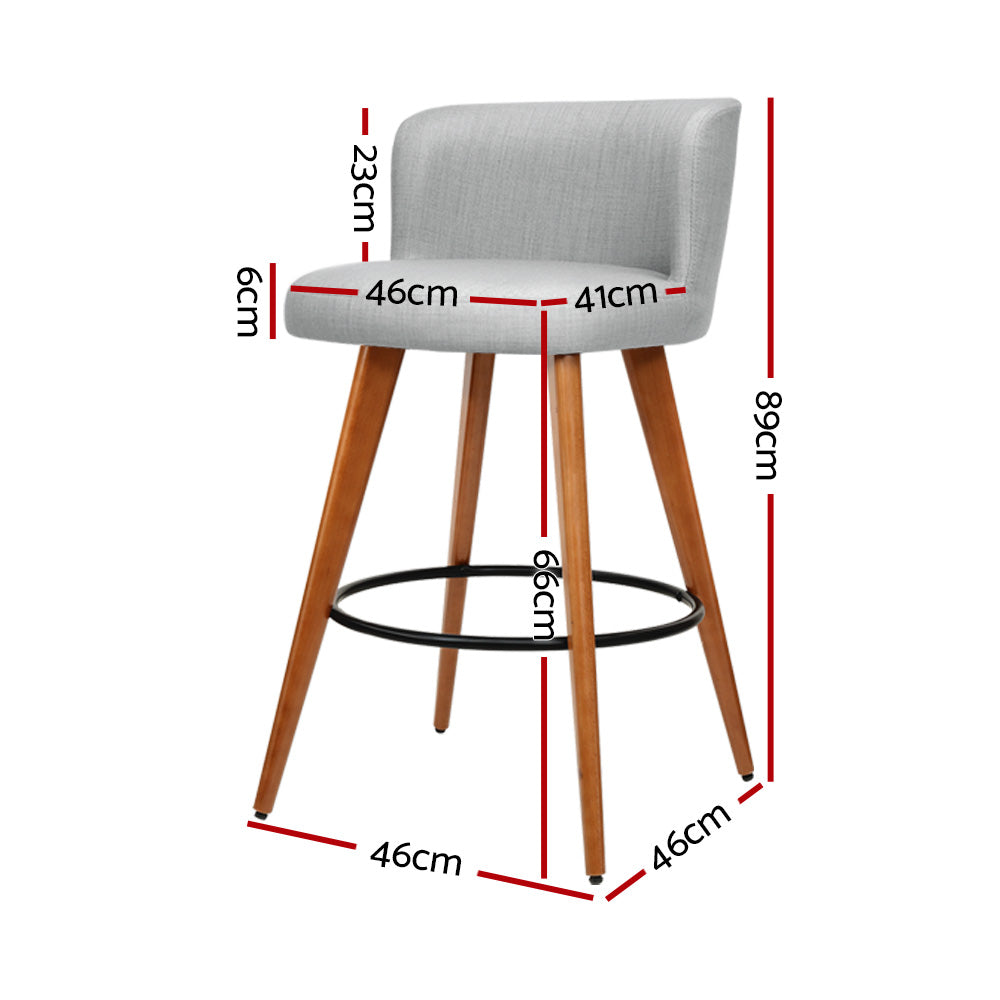 Zac Fabric Bar Stool Padded (Set of 2) Grey