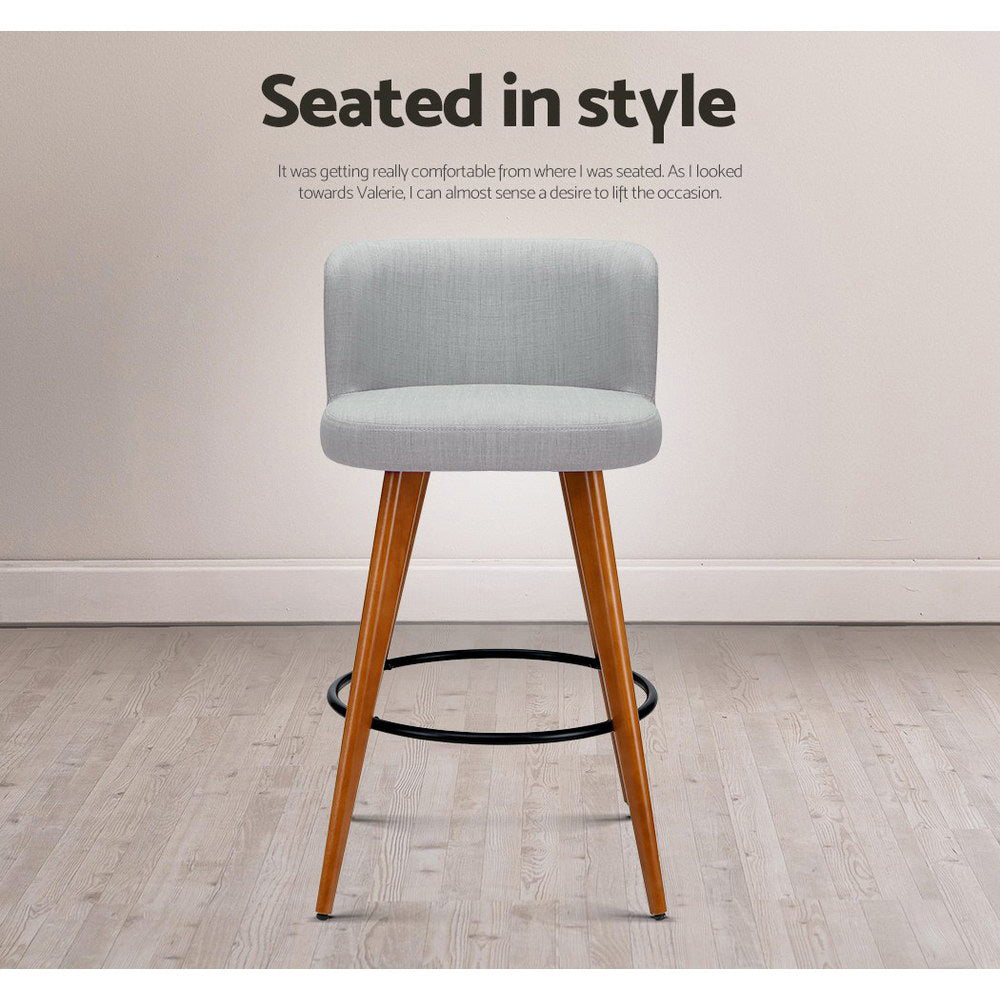 Zac Fabric Bar Stool Padded (Set of 2) Grey