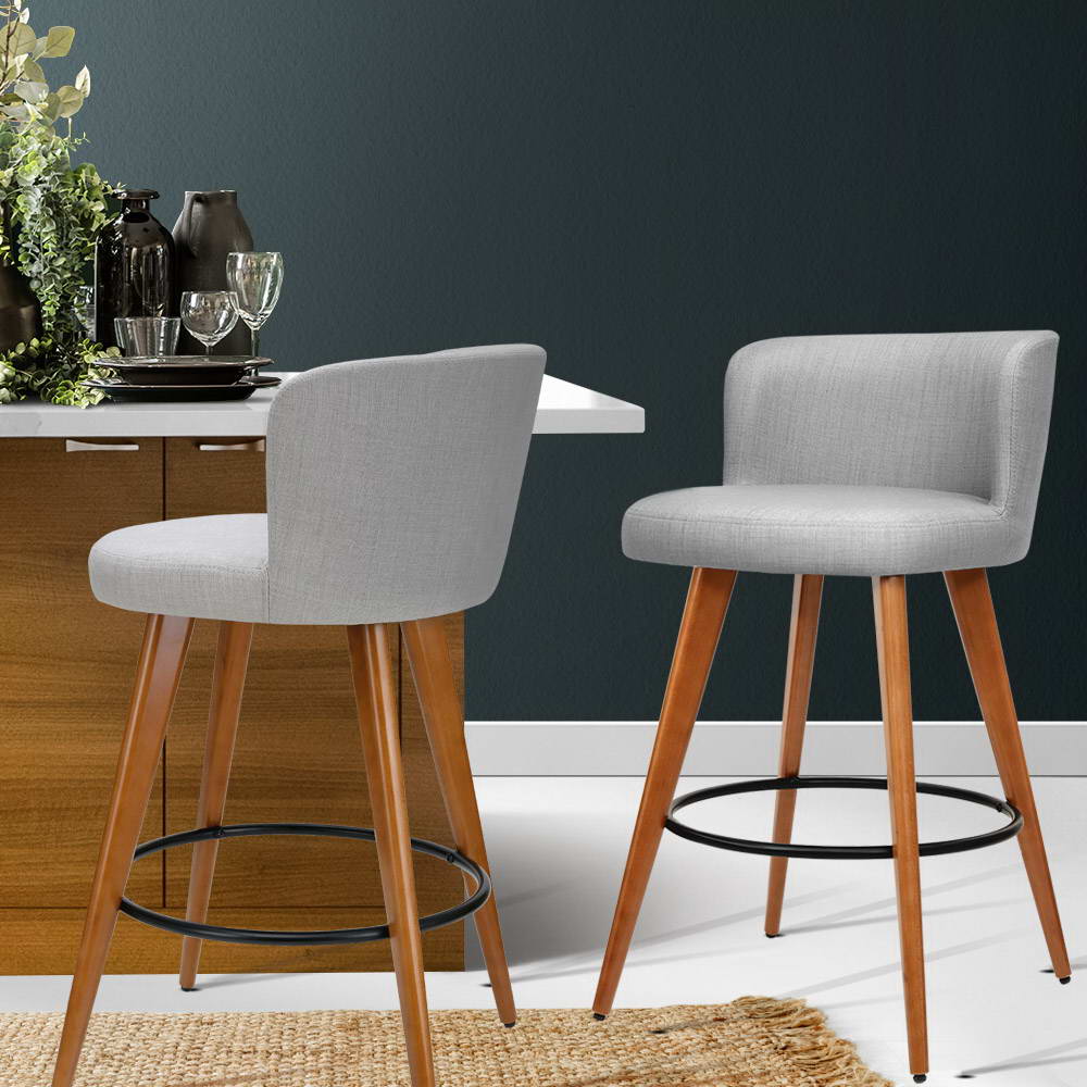 Zac Fabric Bar Stool Padded (Set of 2) Grey