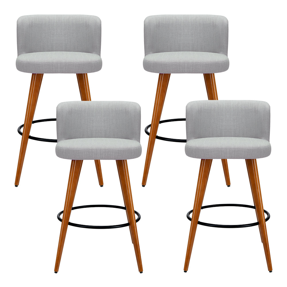 Piet Fabric Bar Stool Padded (Set of 4) Grey