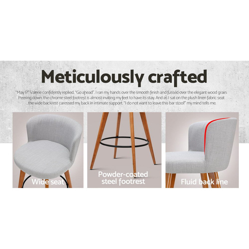 Piet Fabric Bar Stool Padded (Set of 4) Grey