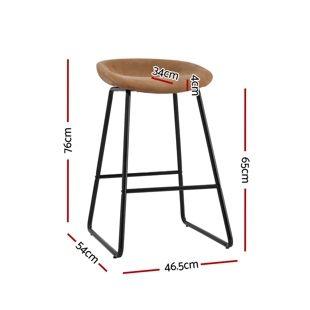 Dawson Leather Counter Stool (Set of 2) Brown