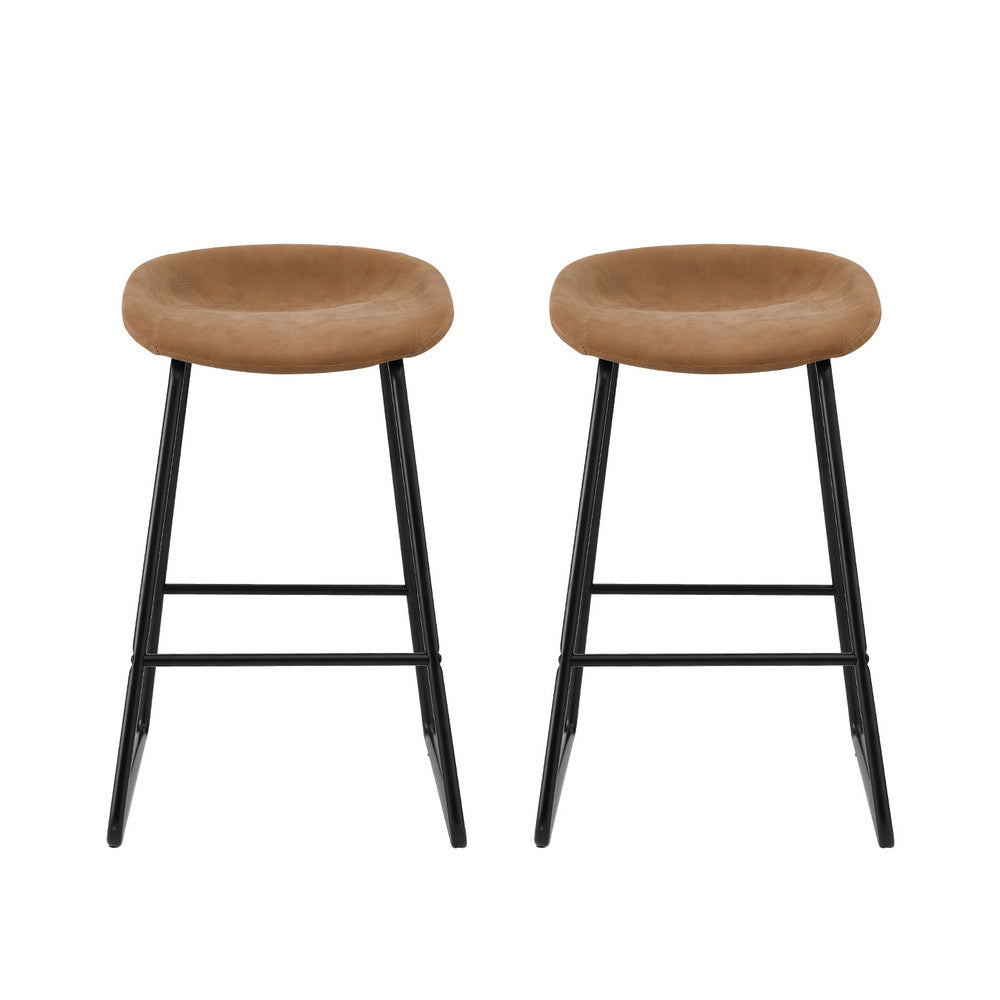 Dawson Leather Counter Stool (Set of 2) Brown