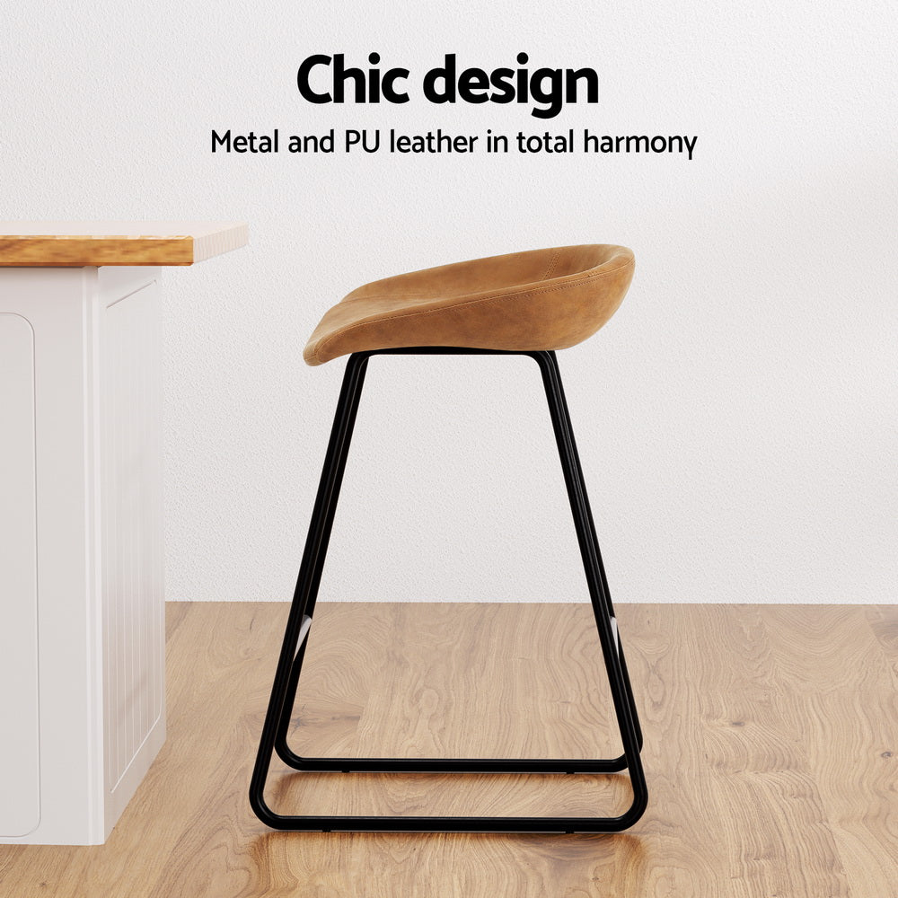 Dawson Leather Counter Stool (Set of 2) Brown