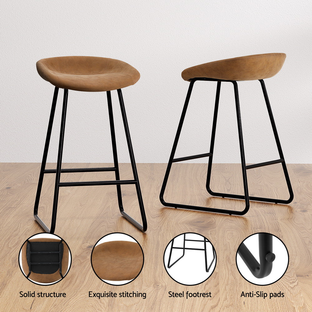 Dawson Leather Counter Stool (Set of 2) Brown