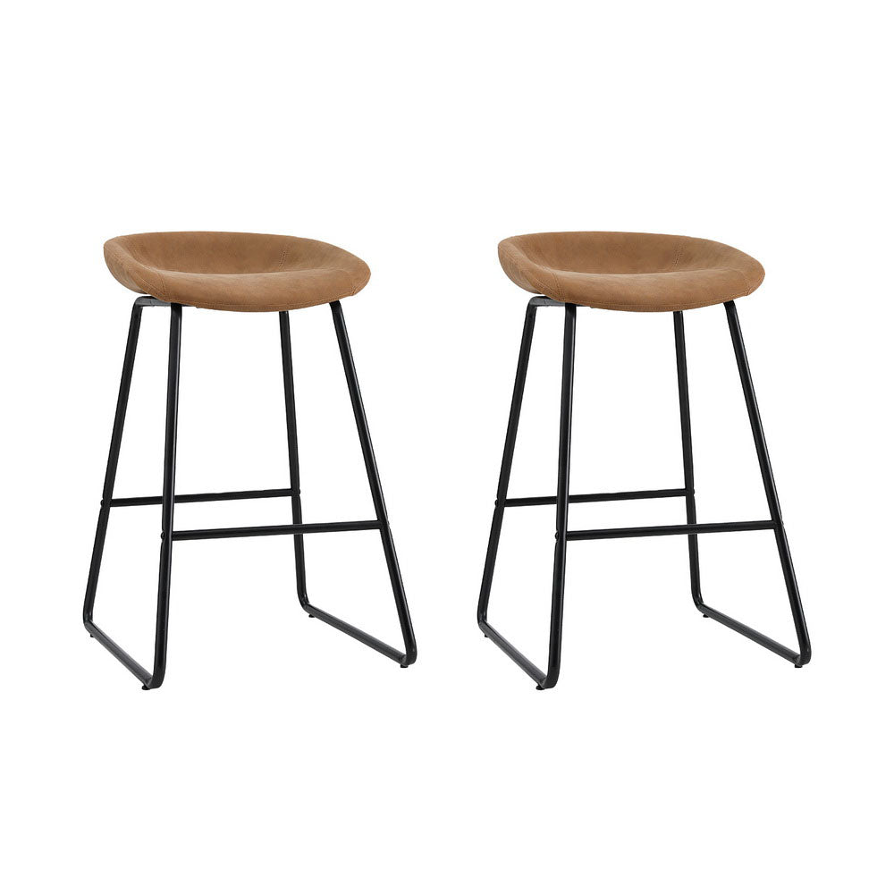 Dawson Leather Counter Stool (Set of 2) Brown