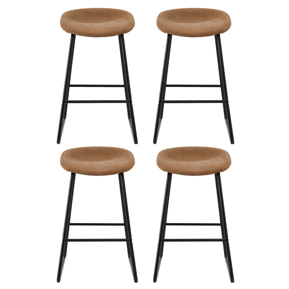 Sven Leather Counter Stool (Set of 4) Brown