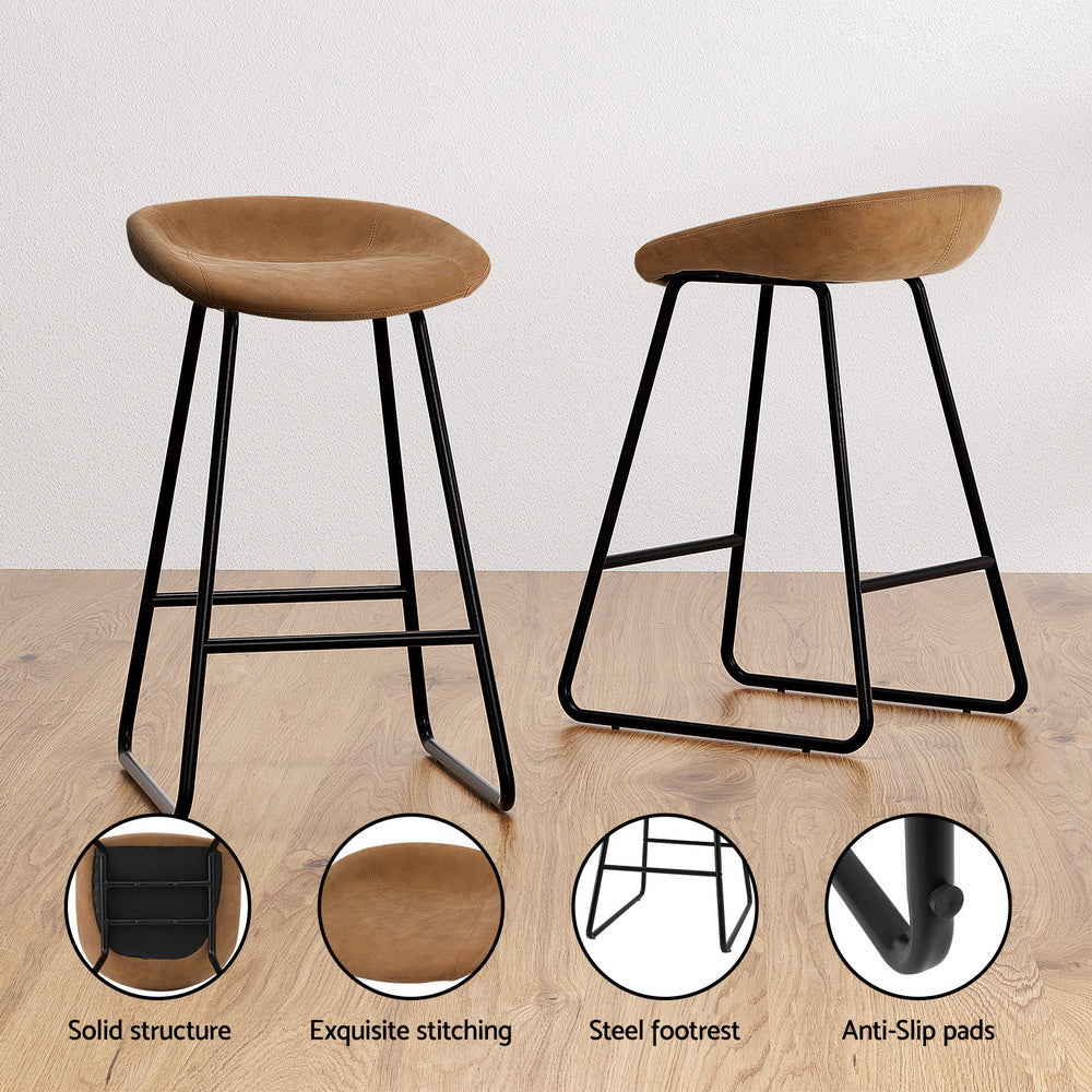 Sven Leather Counter Stool (Set of 4) Brown