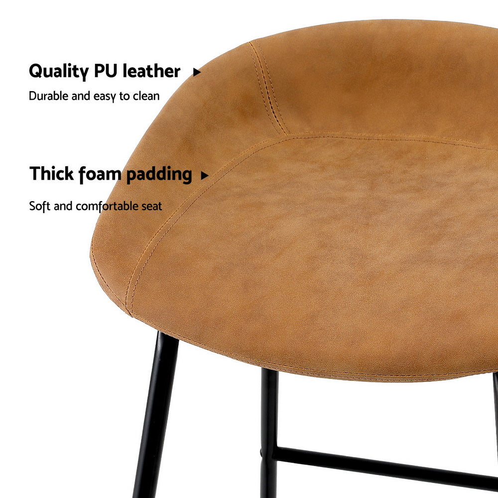 Sven Leather Counter Stool (Set of 4) Brown