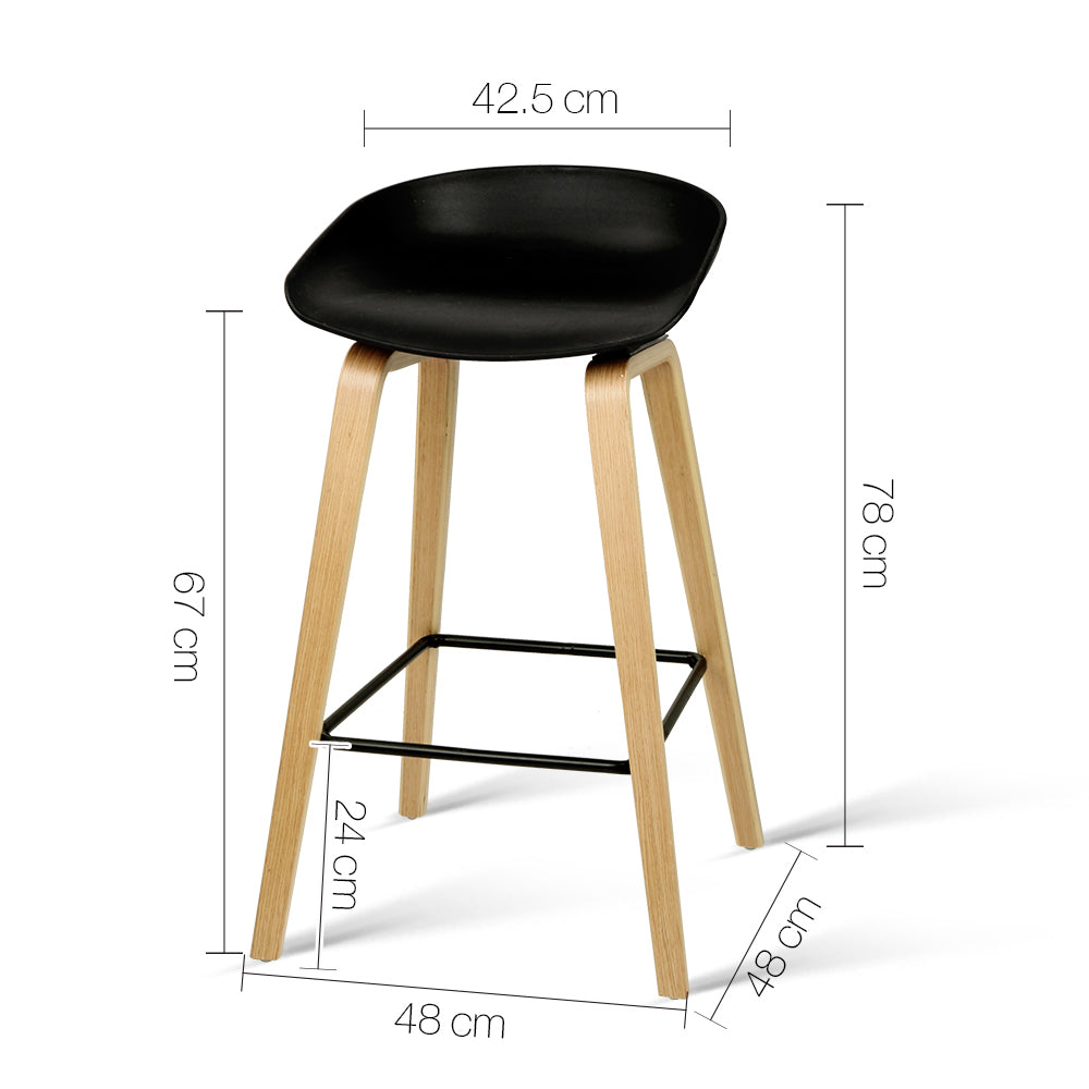 Yarra Wooden Counter Stool (Set of 4) Black