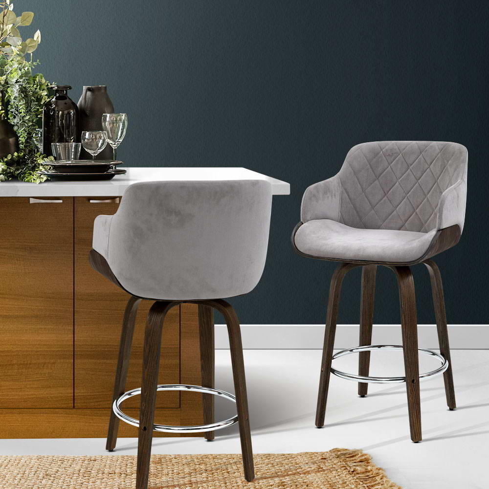Fraser Velvet Bar Stool Swivel Padded