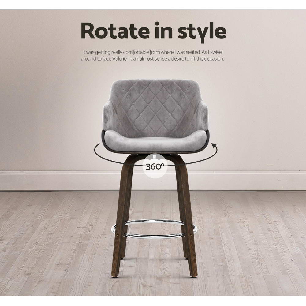 Lawson Velvet Bar Stool Swivel Padded (Set of 2)